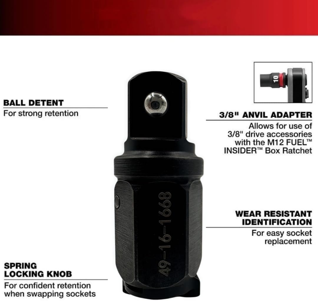 49-16-1668 Box Ratchet 3/8'' Anvil Adapter With locking function For Milwau-kee M-12 FUEL INSIDER Box Ratchet