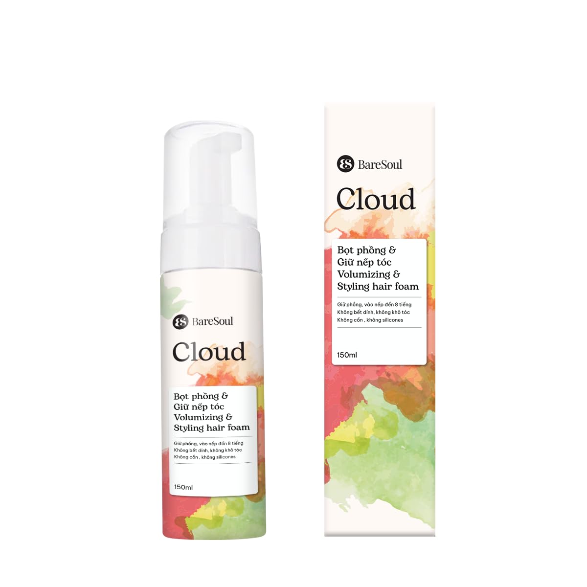 BareSoul Cloud - Bot Phong Giu Nep Toc - BareSoul Cloud Styling Hair Foam 150ml - Volumizing Hair Foam