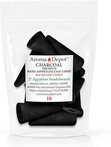 Conos de incienso de carbón con reflujo de sándalo egipcio de 2 pulgadas (10 conos)