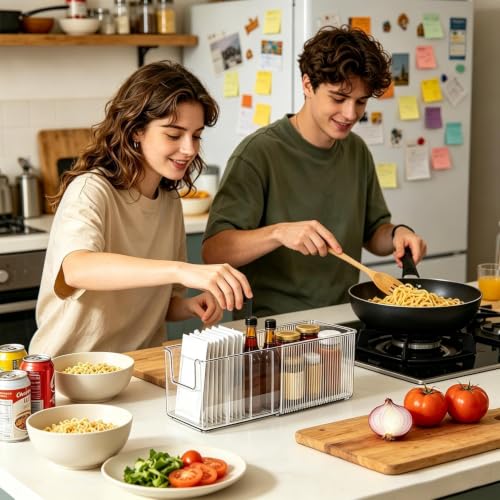 Estante extensible y ajustable para paquetes de condimentos en despensas compactas 4