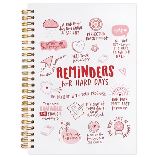 WUCHJ Daily Affirmations Inspirational Notebook, Motivational Quote Journal, Reminders for Hard Days Positive Affirmation Preppy Pink Spiral Notebook Journal for Note Taking, 5.5x8.3 Inch