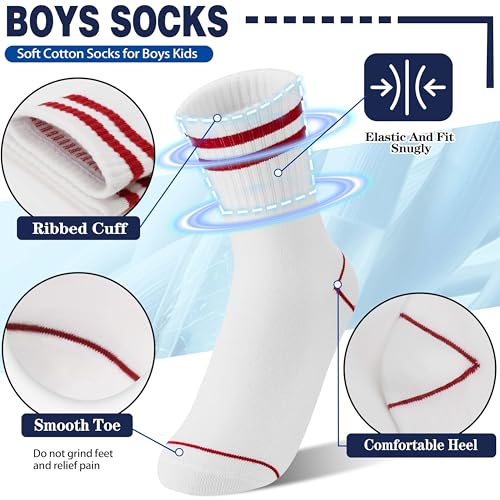 Kids Boys Girls Athletic Sport Socks Basketball Outdoor Cotton Crew Breathable Striped Socks 6 Pairs2
