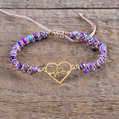 Image of YGLINE Stone Bead Yoga Meditation Bracelet Healing Crystal Double Layer Natural Gemstone Beaded Relax Anxiety Bracelets for Women Men