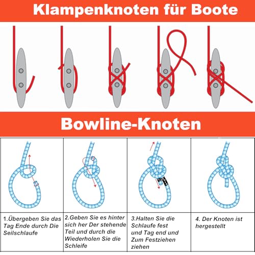 BeGrit 6mm Bootsseil 10m Polypropylen Seil Boot Fenderleine Orange Ankerleine Kajak Festmacher Tauwerk für Bootsport Camping Fischen Wandern