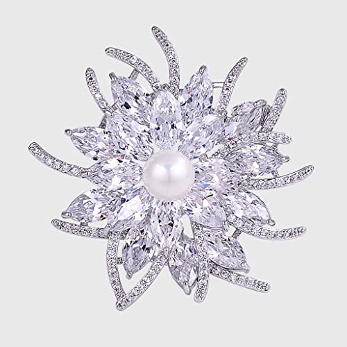 Broche perle Bauhinia accessoire manteau femme et boucle cardigan