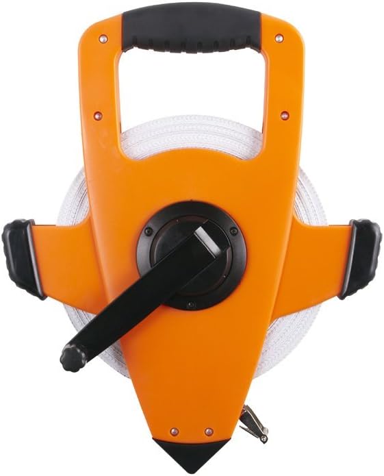 Keson OTRS1810200E Fiberglass Measuring Tape with Ring End, Speed Rewind (Graduation: ft., in, 1/8 & ft., 1/10, 1/100), 200-Foot