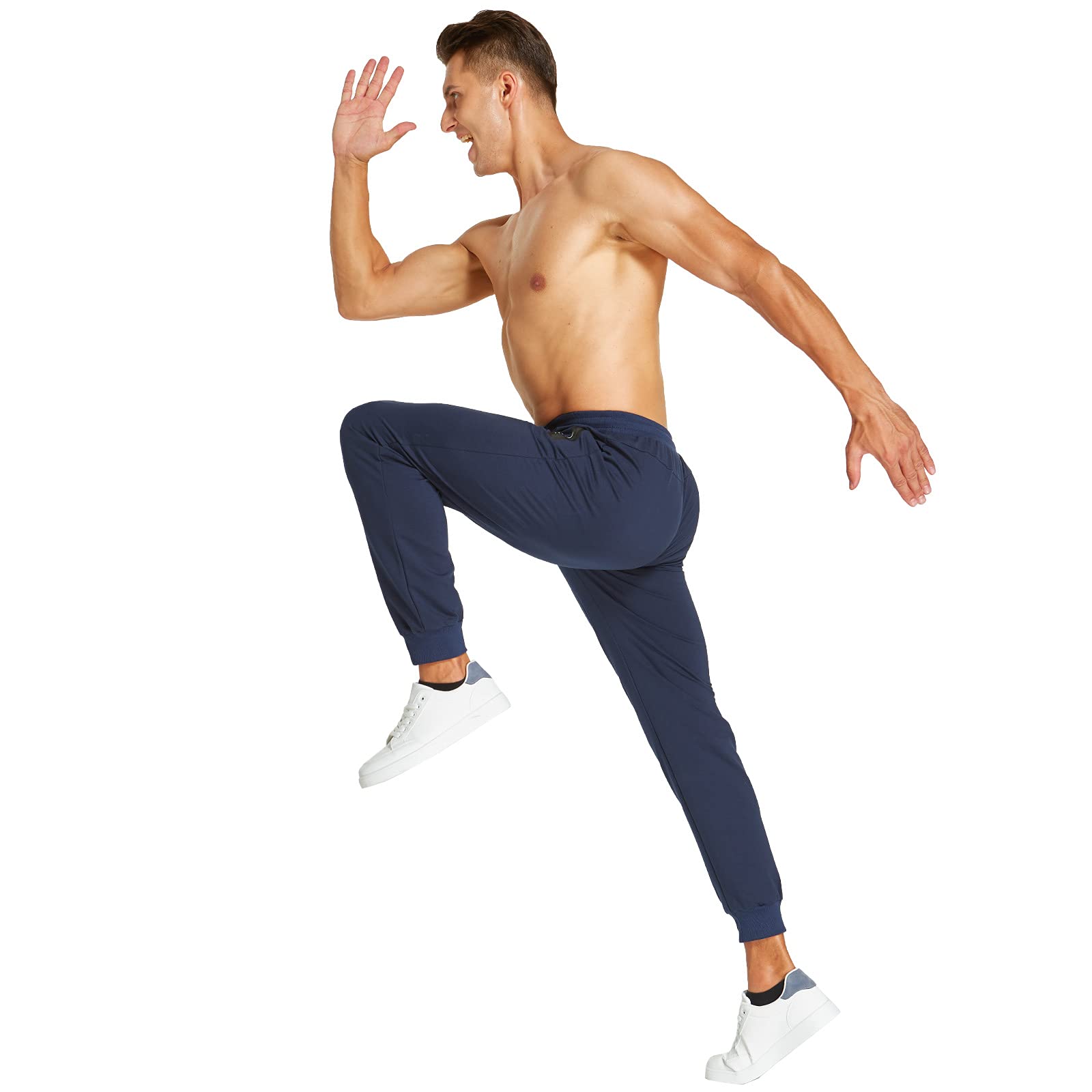 JustSun Jogging Homme Pantalons de Sport Coton avec Poche zippée