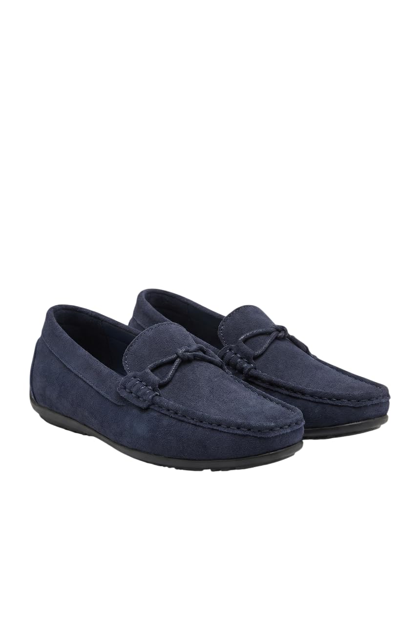 SIRRI Mocassini da ragazzo in finta pelle scamosciata blu navy slip on scarpe eleganti casual calzature