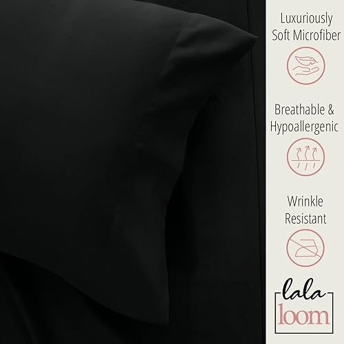 Miniatura 2 de LalaLOOM - Juego de sábanas suaves de lujo de 4 piezas para cama king, con bolsillo profundo, microfibra transpirable, resistente a arrugas,