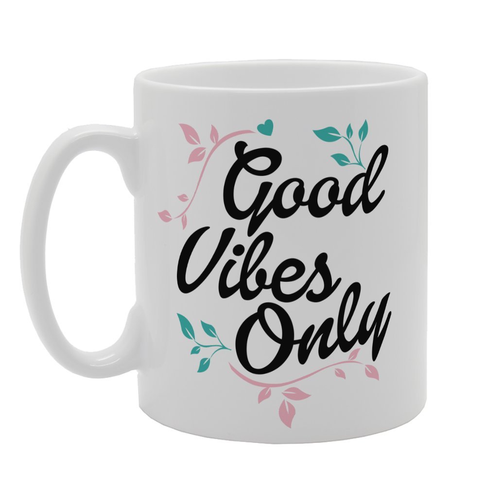 Coralgraph Inc Men's White Mg3378 Good Vibes Only Novelty Gift Printed Tea Coffee Ceramic Mug