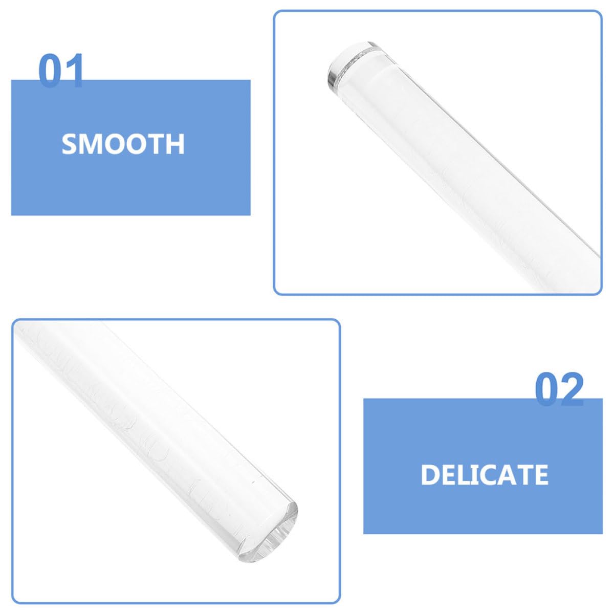 Nudelholz Multifunktionales Backzubehör Antihaftbeschichtete Transparent 2 Stück Acryl Teigrollstäbe für Fondant und Kekse für Küche und Backen