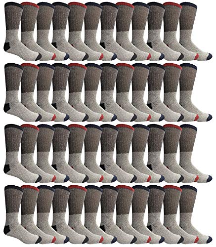 Yacht & Smith Mens Womens & Kids Thermal Socks, Bulk Pack Thick Warm Winter Boot Extreme Weather Socks, by SOCKS'NBULK (48 Pairs (Mens) 10-13)
