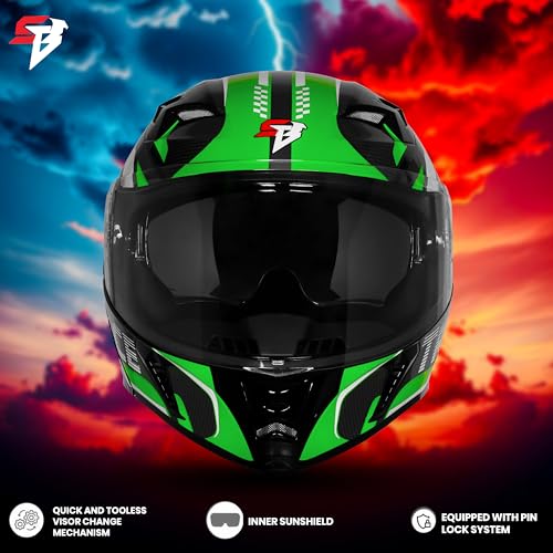 Image of Steelbird SBA-20 Trace ISI Certified Flip-Up Graphic Helmet for Men and Women with Inner Silver Sunshiled