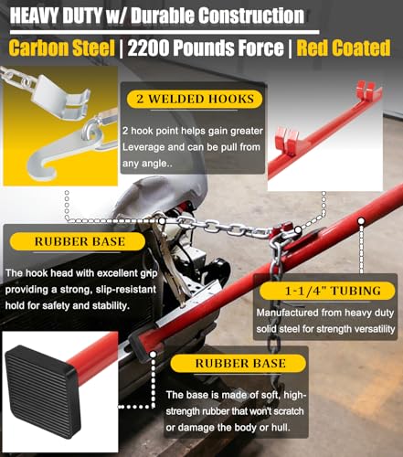 Image of Camoo 𝙐𝙥𝙜𝙧𝙖𝙙𝙚𝙙 77175 Pulling Stick Tool for Boat Car Repair (52 inch Long), Auto Body Puller Alignment Bar & 72 inch Chain for Aligning Bumpers, Panels, Hoods, Decks and Brackets Pull Stick XL