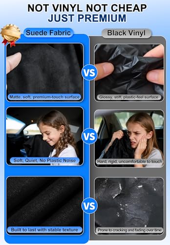 ZATOOTO Suede Car Window Shades 4PCS - Car Window Covers for Ultimate Privacy, UV Protection, and Heat Insulation, Side Window Sun Shade Perfect for Camping, Travel, Baby Safety, and Daily Use