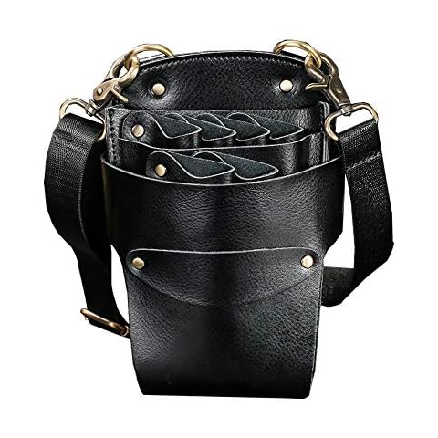 Scissor Bag Belt, Aolaso Soft Leather Hairdressing Salon Barber Shears Holster with Shoulder Waist Strap, Professional Hairstylist Hairdresser Tools Bag for Combs, Clips Christmas Day & New Year Gift Cover