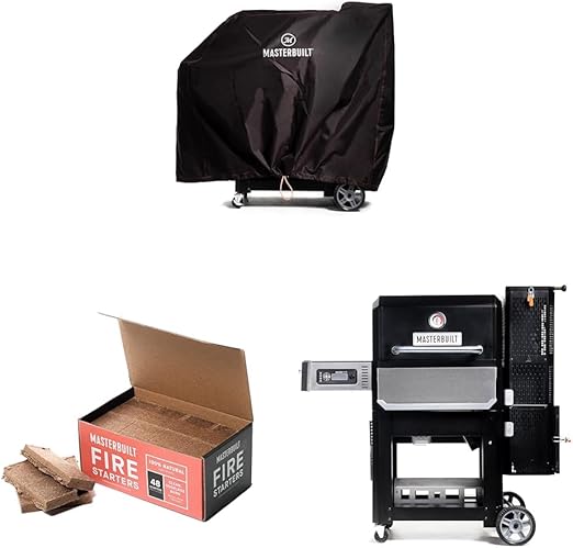 Masterbuilt MB20080221 Gravity Series 800 Digital Charcoal Griddle & Fire Starters, 48 Count & MB20040221 Gravity Series 800 Digital Charcoal Griddle, Grill and Smoker Combo, Black