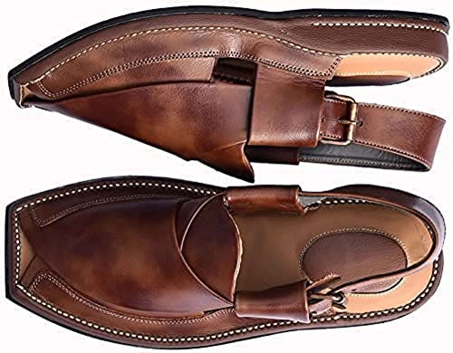 Men's Double Sole Handmade Cowhide Leather Casual Sandals - Real Leather Peshawri Summer Sandals for Men4