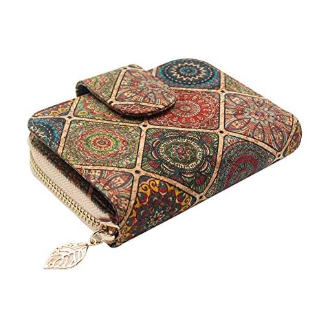 Boshiho Women's Vegan Cork Wallet with Zipper Cover