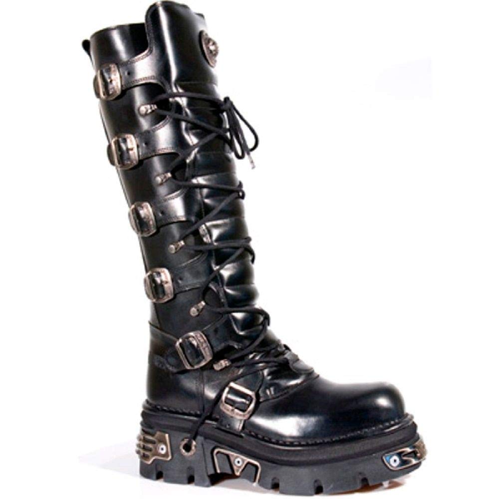 New Rock Newrock 272 Metallic Black Goth Knee High Zip Boot Leather Buckle Boots product thumbnail 5