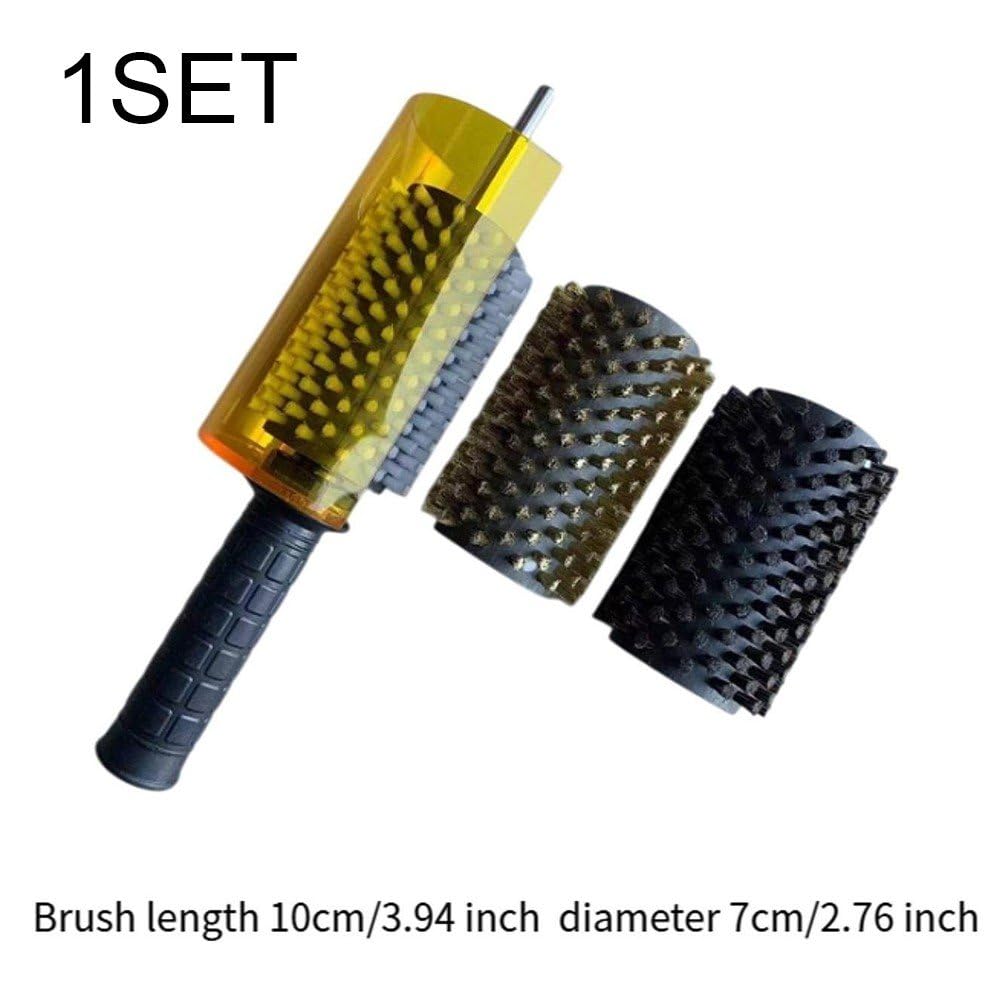 Kit De Cepillos De Cera para Snowboard con Cubierta De De Eje, Cepillo De Rodillo De Crin De Latón Y Nailon, Cera para Esquís, Juego De Cepillos para Esquí