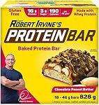 Chef Robert Irvine's Protein Bar, Whey Protein Baked Bar, Gluten Free (18 Count, Chocolate Peanut Butter)