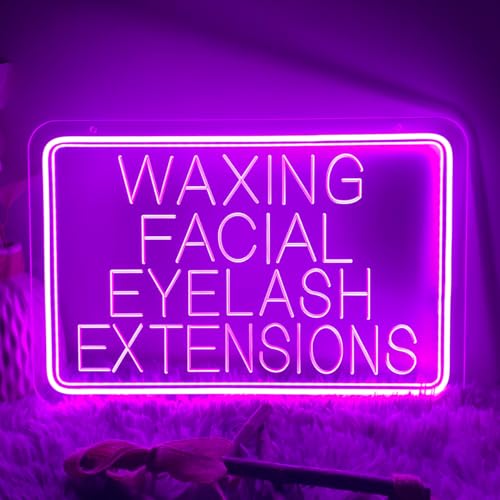 Image of Waxing Facial Eyelash Extensions Neon Sign For Wall Decor 3D Art Carving Design Indoor Bedroom Led Neon Signs Backdrop Flex Christmas Party Wedding Living Room Birthday Gift(Purple,USB,15.7IN)