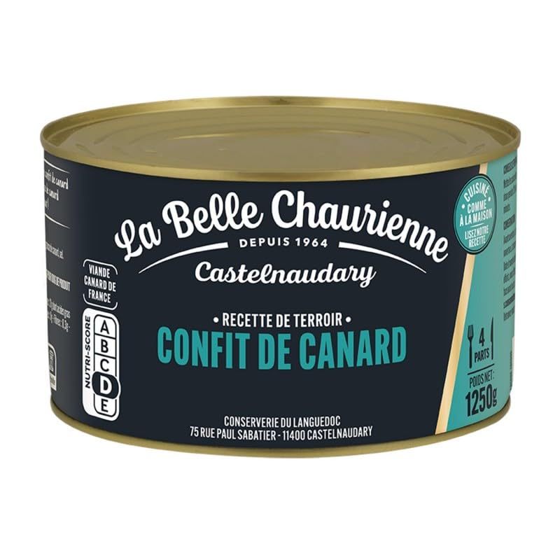 Délice du Sud-Ouest : Confit de Canard La Belle Chaurienne, 4/5 Cuisses 1250g Savoureux Confit de Canard Artisanal aux Saveurs Authentiques Pât - Le Lot De 2