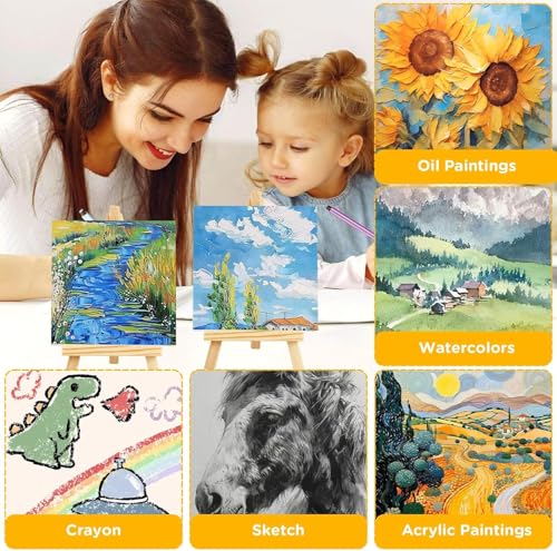 18 Pack Mini Canvases with Easels - 4x4 Inches Small Art Canvas Set for Adult Acrylic Pouring Oil Water Color