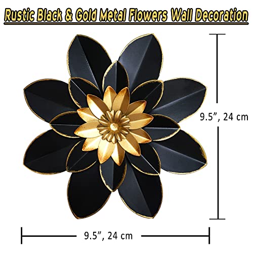Metal Flower Wall Art Decor, 9.5â Rustic Modern Floral Sculpture, Distressed Iron Wall Hanging Home Decoration Accent Artworks for Indoor Kitchen Bedroom Living Room Office Outdoor Garden Patio - Image 5