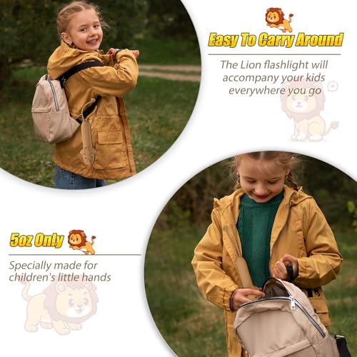 Image of Kids Flashlight Rechargeable, LED Flashlight for Boys & Girls, Fun Lightweight Flashlights for School Kid for Camping & Outdoor Adventures, Dog Walking, Birthday Gift,1 Pack-Lion