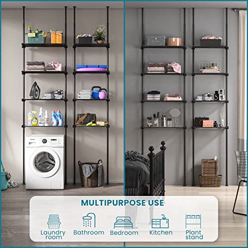 Allzone Bathroom Organizer, Over The Toilet Storage, 4-Tier Adjustable Shelves For Small Room, Saver Space, 92 To 116 Inch Tall, Black #TOP4