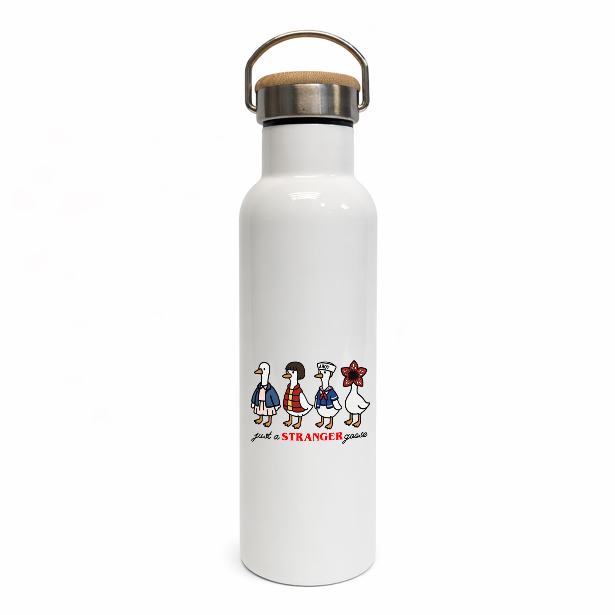 Bamboo Lid Water Bottle - Just A Stranger Goose - Funny Novelty Fan Gift