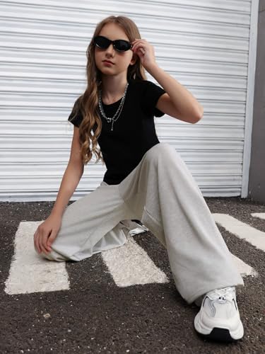 SOLY HUX Girl's Wide Leg Sweatpants Elastic High Waisted Loose Baggy Pants with Pockets4