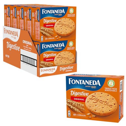 Fontaneda Digestive Original, Deliciosas para Desayunos y Meriendas, 10 Cajas de 700 g