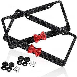 Zone Tech Shiny Bling Unisex License Plate Cover Frame – 2 Pack Crystal