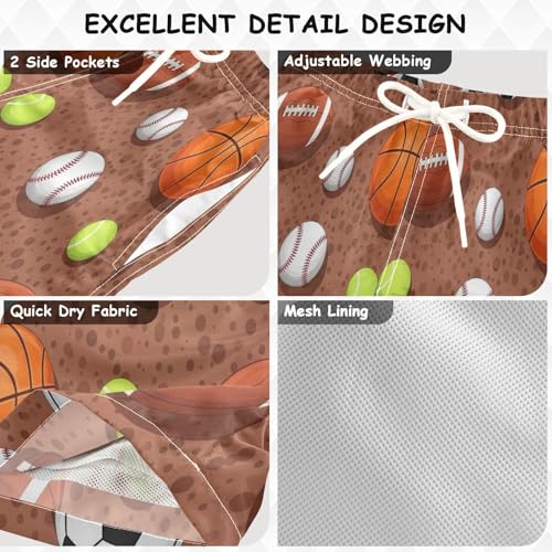 Swimming Shorts for Boys, Baby Swim Shorts 2t, Cartoon Sports Balls3