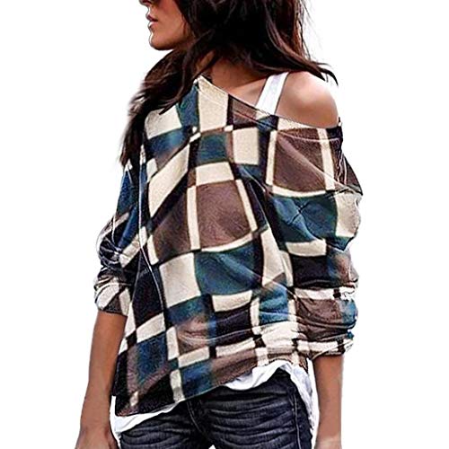 Blusa Mujer, BaZhaHei Blusas Camisetas de Gasa Ropa de Mujer Suéter Jersey Camisas Manga Ajustable Blusas Pullover Tops Suelta Camisa Mujer Raya Cuello Redondo Manga Larga Casual Suelto Blusa de mujer