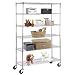 SUNCOO 6 Tier Wire Shelves Unit with stiffeners Commercial Adjustable Stainless Steel Shelf Systems On Wheels Wire Shelves Storage Racks Kitchen Garage Shelving 46" L x 18" W x82"H Chrome