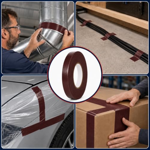 Image of GGR Supplies CDT-36 Industrial Grade Cloth Duct Tape, Burgundy 4 Inch x 60 Yards, Waterproof UV Resistant Heavy Duty, Clean Removal with No Sticky Residue for Repairs, Packaging, and Bundling