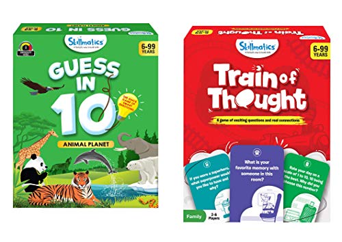 Skillmatics - Guess in 10 Animal Planet + Train of Thought (Ages 6-99) Bundle | Card Games for Kids