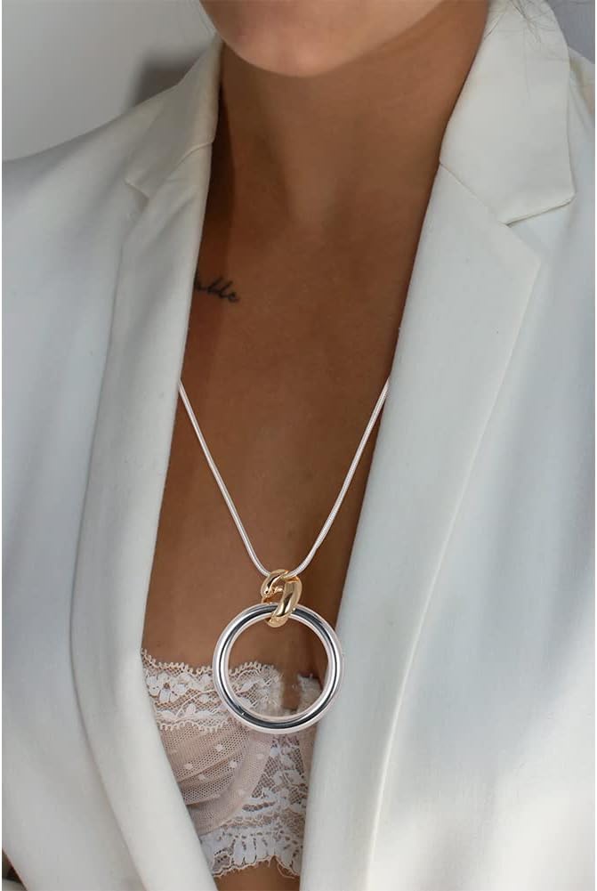 CLASSYZINT Long Silver Necklace For Women, Rope Chain Snake Chain With Pendant Necklace | Sweater Necklace | Teacher Gifts | Silver Pendants Necklace - Image 4