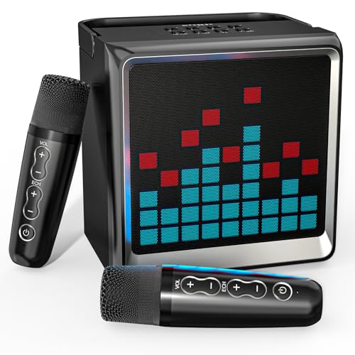 Máquina de Karaoke, máquina de Karaoke portátil con micrófonos inalámbricos para Adultos y niños, Altavoz de Karaoke Bluetooth con Sistema PA, Luces LED, Fiesta en casa/KTV, al Aire Libre, Viajes