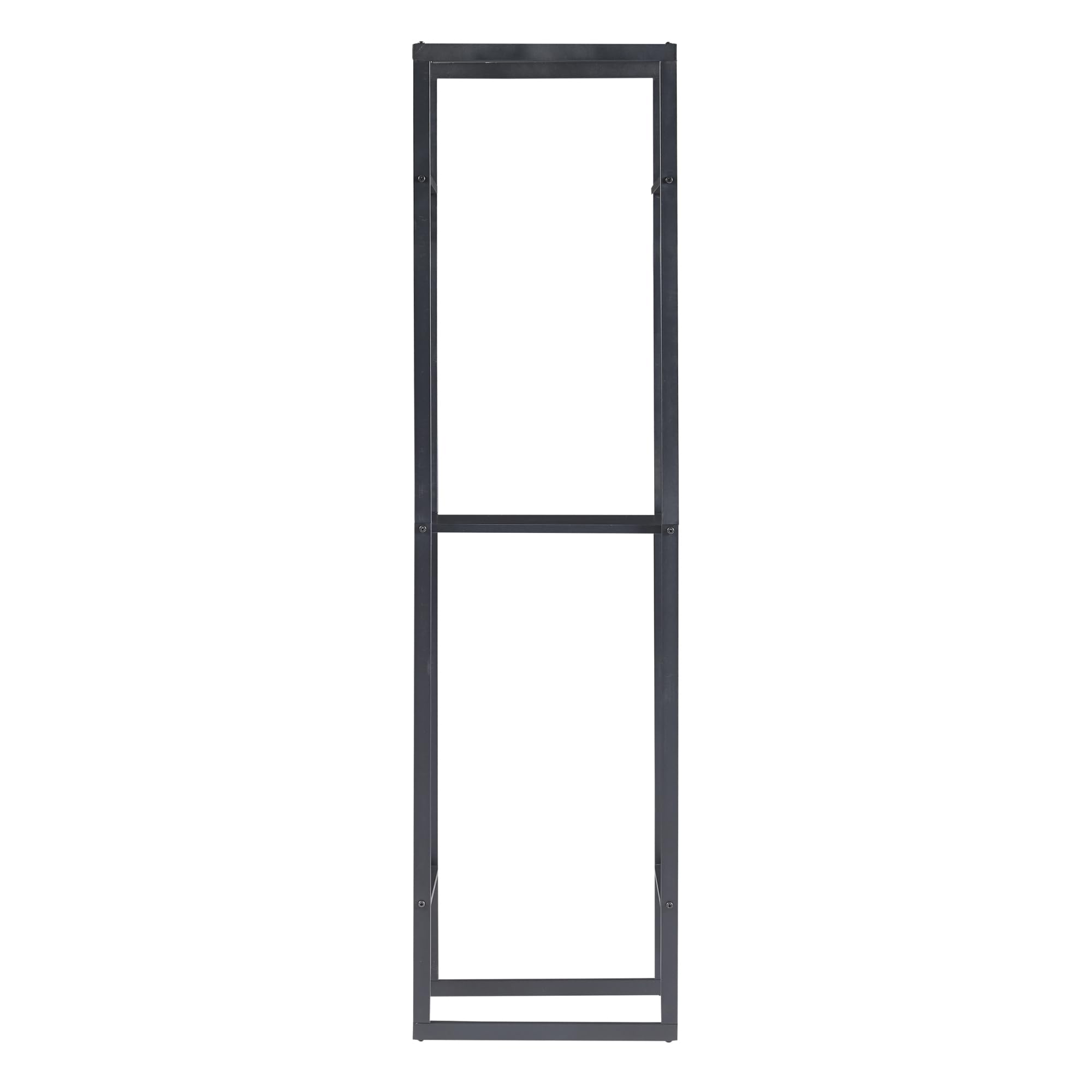 [en.casa] Soporte para Leña de 2 Niveles Uso Interior Estantería para Almacenar Leña Madera Cortada Accesorios de Chimenea Acero Aglomerado 170 x 45 x 30 cm - Negro Grano de Madera