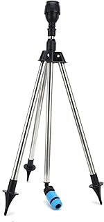 Haofy Aspersor de impacto, irrigador rotativo de 360 graus, irrigador automático com tripé para irrigação de jardim