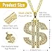 QVYQVY 2 Pcs Dollar Sign Necklaces，Gold Plated Hip Hop Chain Necklace Pendant for Men,Halloween，Trendy Style