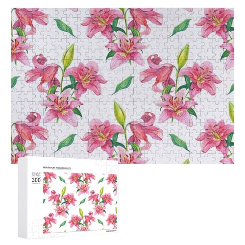 ユリ柄 木製パズル パズル 娯楽 知育玩具 ストレス軽減 減圧 ジグソーパズル 装飾 室内装飾 壁飾り 誕生日プレゼント 初心者向け 子供 大人 300PCS