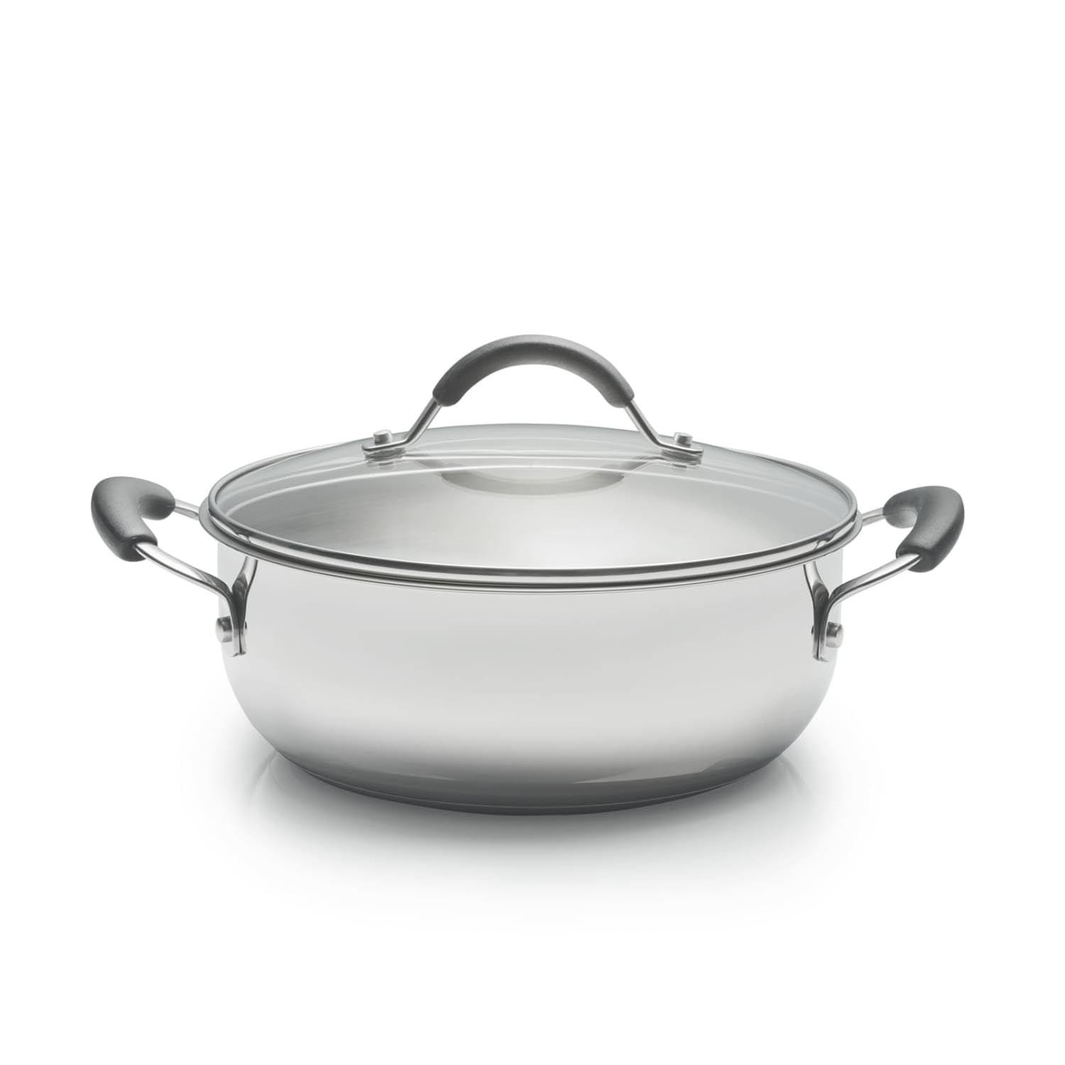 Coolinato - Edelstahl Schmortopf 24 cm mit Silikongriffen & Glasdeckel – Schmorpfanne mit 3,8 l Volumen – Für alle Herdarten, Induktionsgeeignet & backofenfest– 2 Lagen Sandwichboden mit Alu-Kern