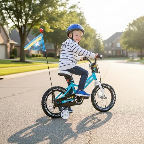 Image of JOYSTAR Little Daisy Kids Bike for Girls Boys Ages 2-10 Years, 12 14 16 20 Inch Girls Bikes with Doll Bike Seat & Streamers, Boys Bike with Flag & Number Plate, Multiple Colors