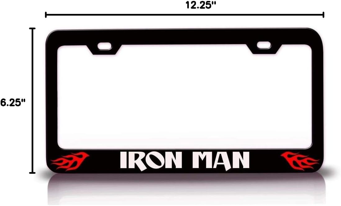 Iron Man Flame Metal Car SUV Truck License Plate Frame Holder Bl r16